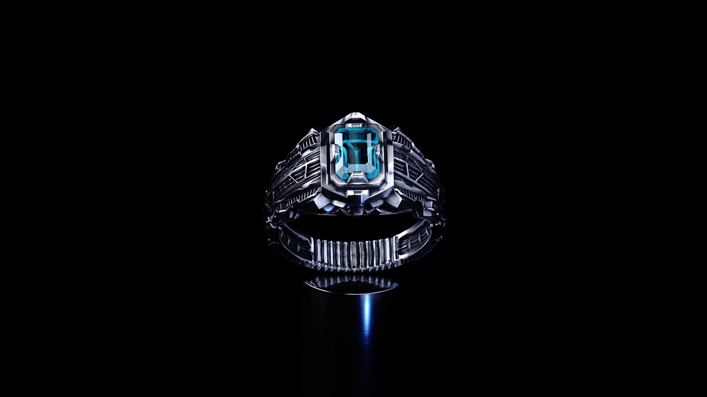 Futuristic silver ring 'Collider'