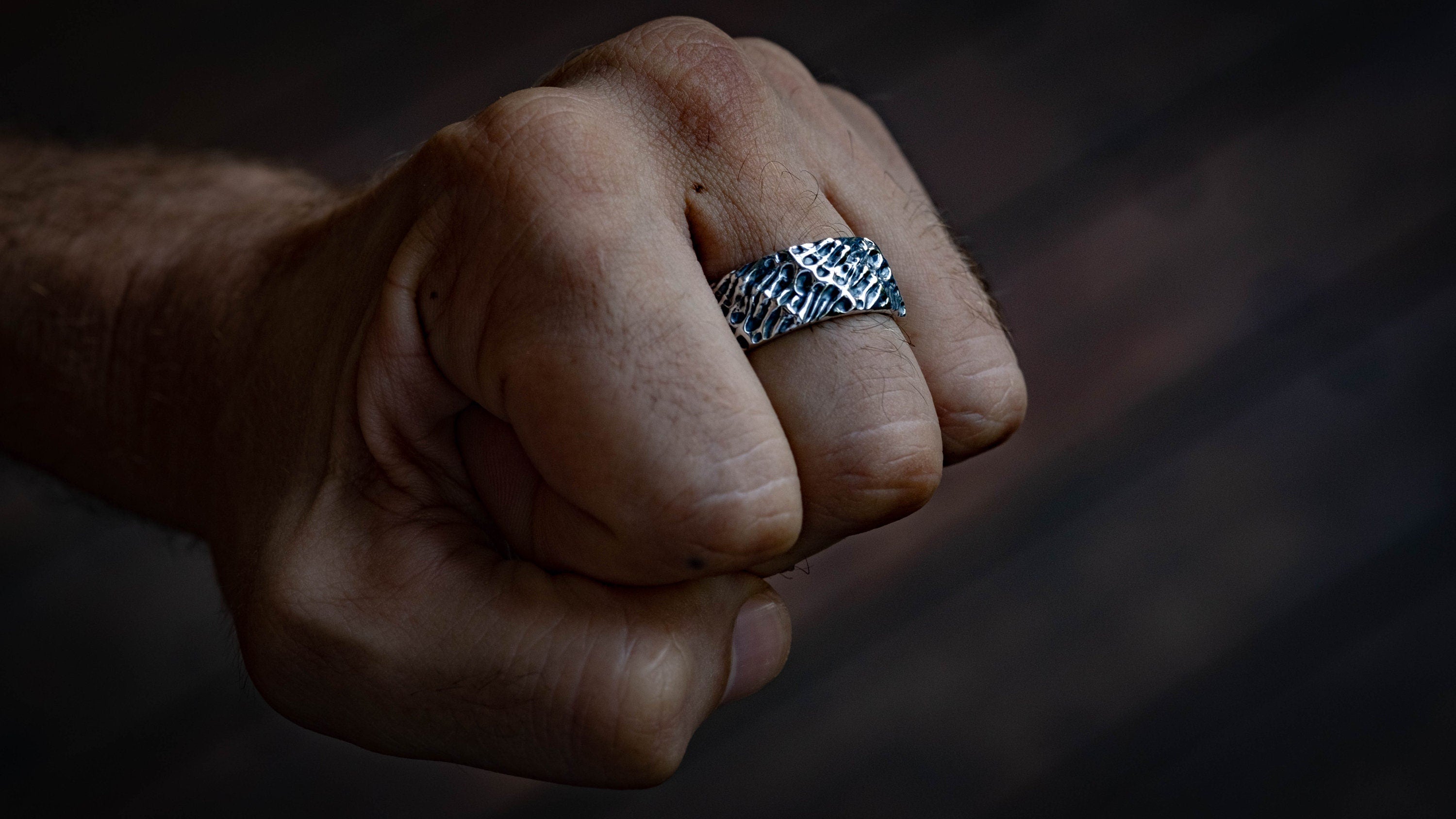 Gothic silver jewelry with sculptural organic texture