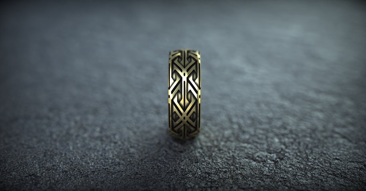 Viking Engagement Ring | Gold Wedding Band | Wide Wedding Band | Gold Armor Ring | Viking Jewelry