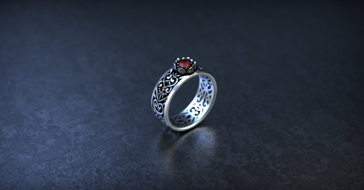 Victorian Engagement Ring | Silver Filigree Ring | Flower Engagement Ring | Art Deco Ring | Victorian Jewelry | Vintage Ring