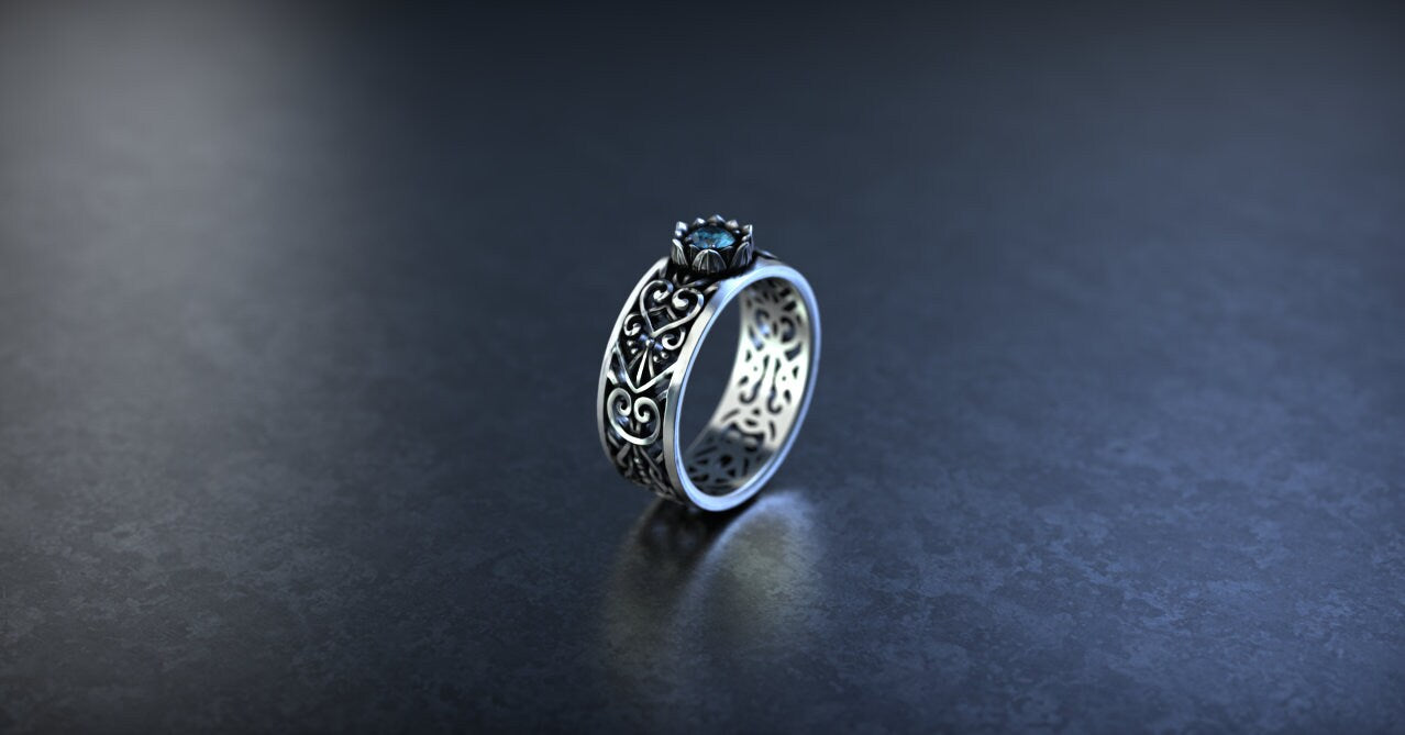 Victorian Engagement Ring | Silver Filigree Ring | Flower Engagement Ring | Art Deco Ring | Victorian Jewelry | Vintage Ring