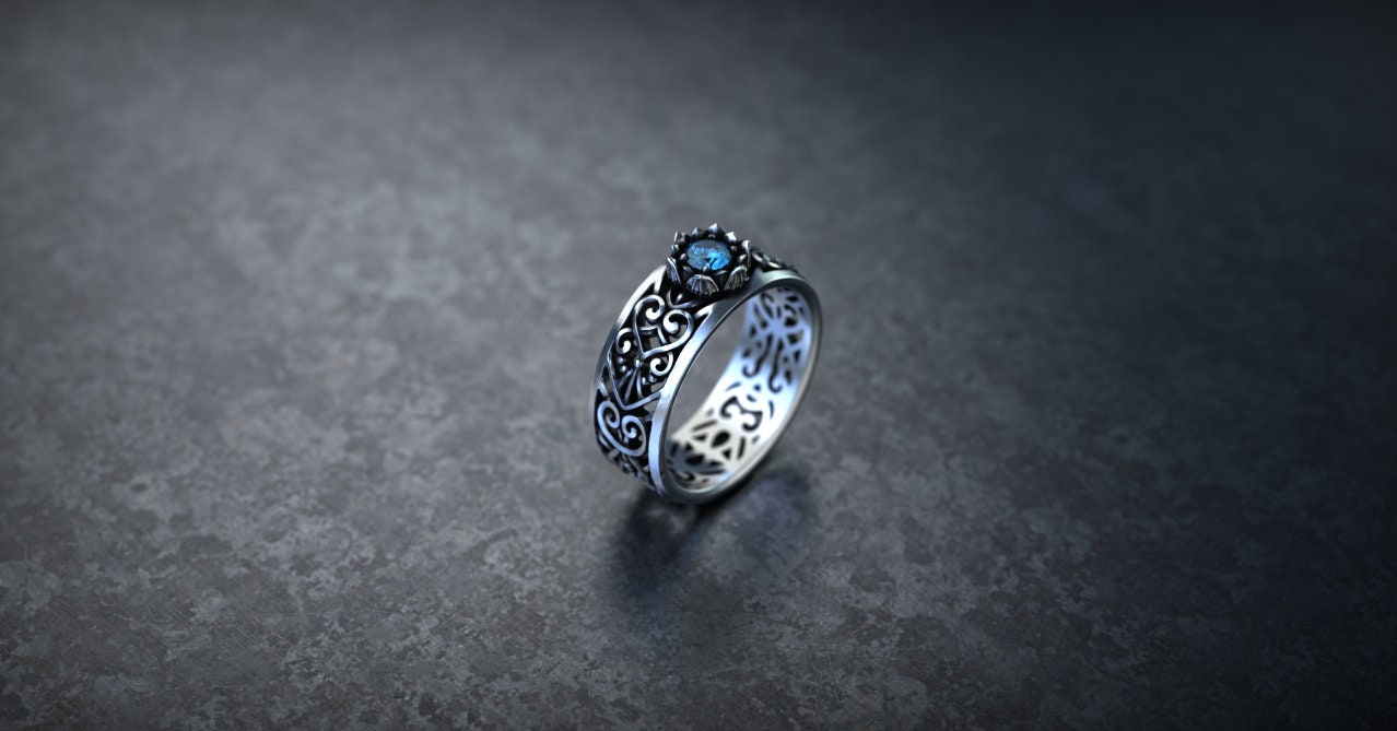 Victorian Engagement Ring | Silver Filigree Ring | Flower Engagement Ring | Art Deco Ring | Victorian Jewelry | Vintage Ring