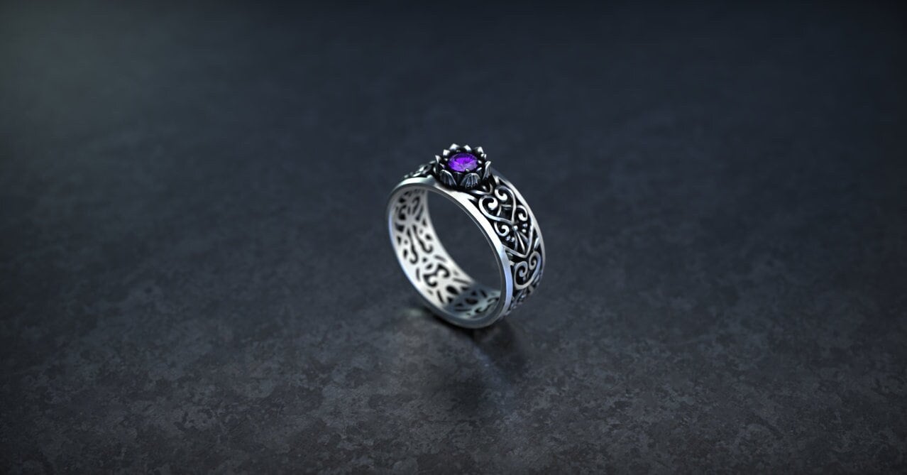 Victorian Engagement Ring | Silver Filigree Ring | Flower Engagement Ring | Art Deco Ring | Victorian Jewelry | Vintage Ring