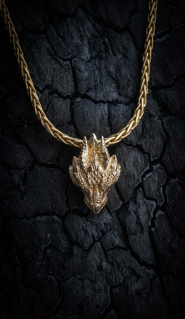 Solid Gold Dragon Pendant