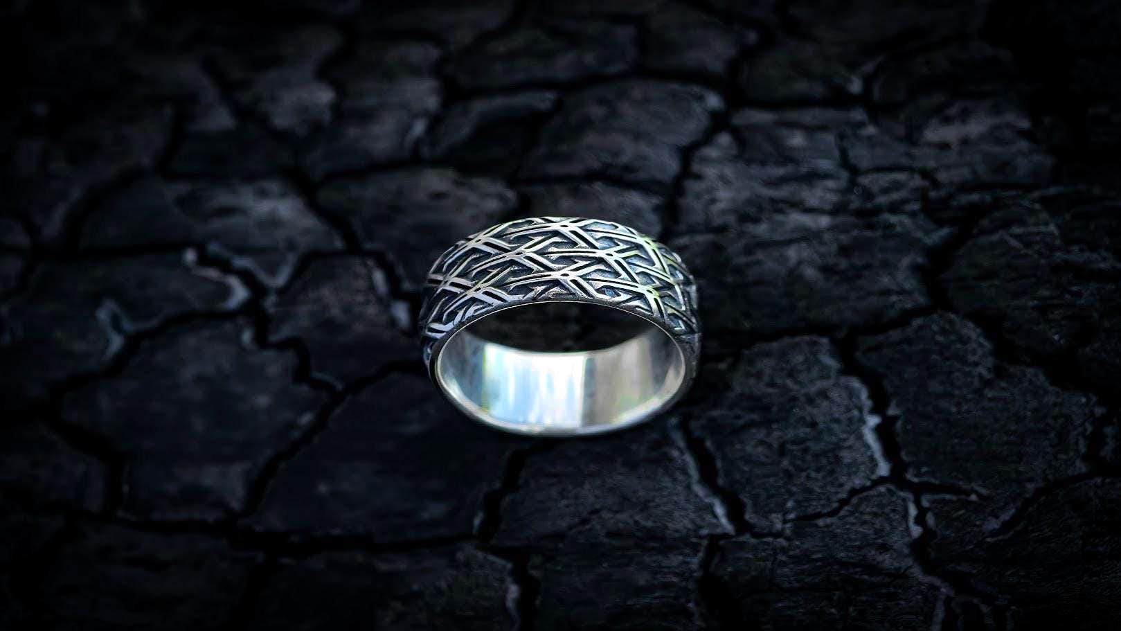 Silver Viking Wedding Ring | Celtic Knot Ring | Wide Wedding Band | Armor Ring | Viking Jewelry | Wide Band Ring