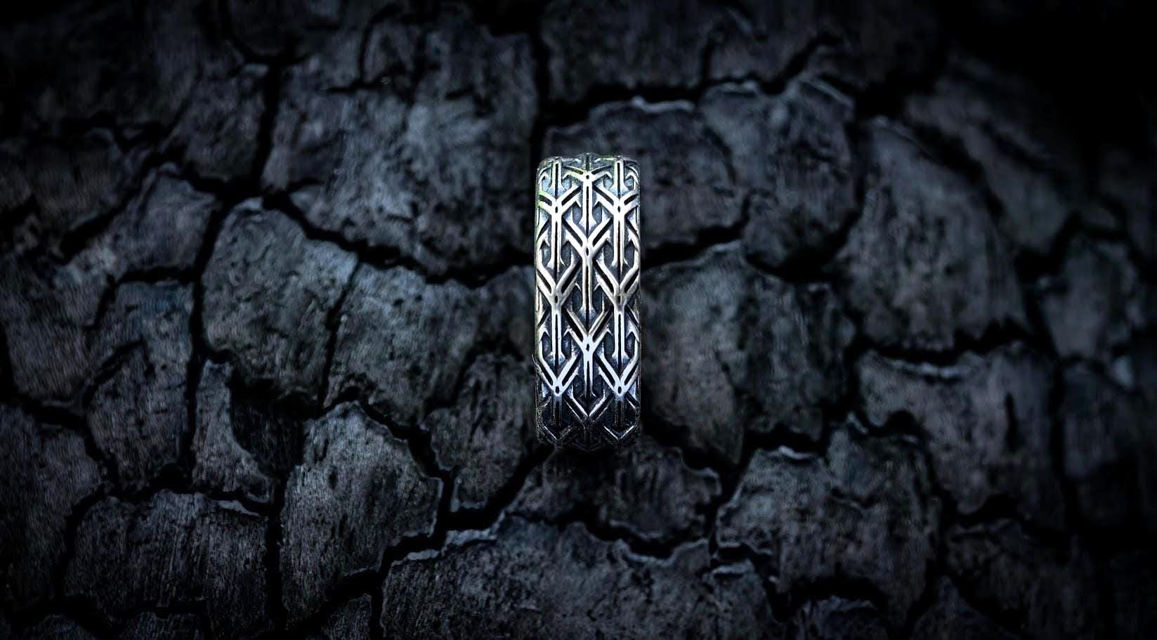 Silver Viking Wedding Ring | Celtic Knot Ring | Wide Wedding Band | Armor Ring | Viking Jewelry | Wide Band Ring