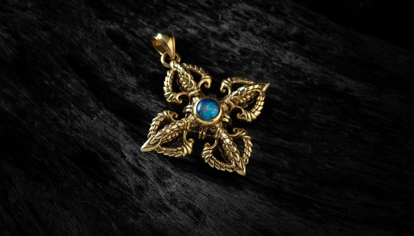 18K Gold Vajra Pendant | Buddhist Necklace | Gold Buddhist Jewelry | Buddhist Art | Golden Dorj