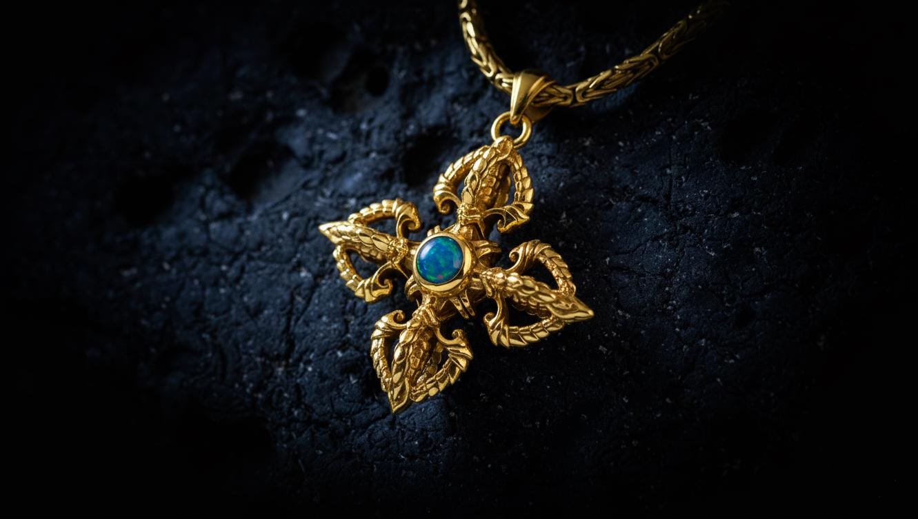 18K Gold Vajra Pendant | Buddhist Necklace | Gold Buddhist Jewelry | Buddhist Art | Golden Dorj