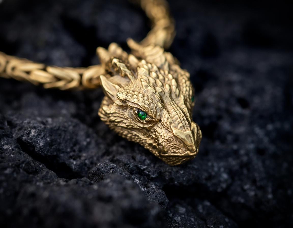 Solid Gold Dragon Pendant