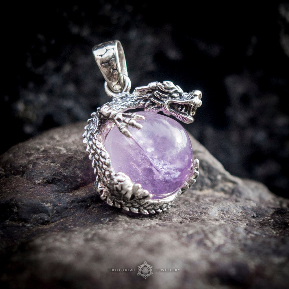 Dragon stone pendant | Dragon Charm | Baby dragon pendant | Chinese dragon pendant | Fantasy dragon pendant | Dragon pendant silver |