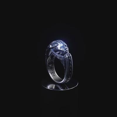 Alien Ring | Hr Giger Gothic Ring | Futuristic Clothing  | Alien Jewelry  | Space Jewelry  | Cyberpunk Clothing