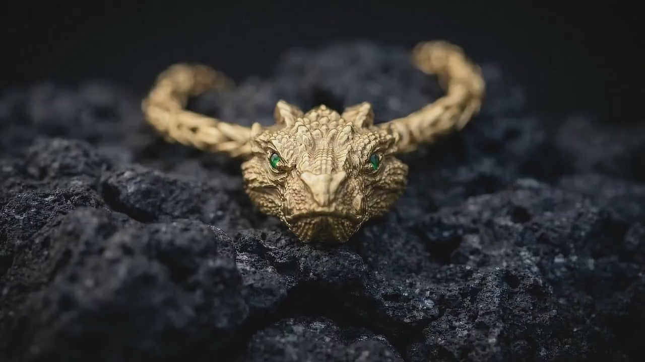 Solid Gold Dragon Pendant | Dragon Head Necklace | Fantasy Jewelry | Mythical Dragon Pendant | 14K Gold Dragon Amulet | Gothic Jewelry