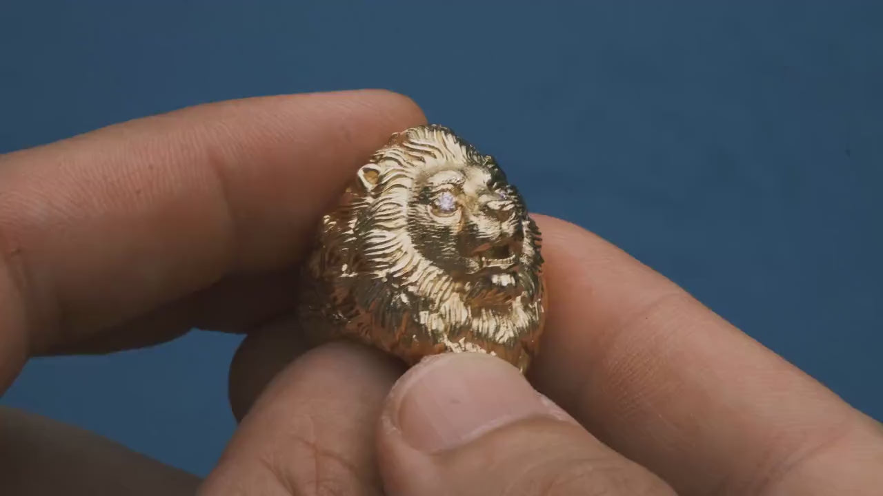 Gold Lion Ring for Men | 14K Gold Lion Head Ring | Solid Gold Statement Ring | Bold Animal Jewelry | Luxury Men’s Ring | Gift for Him