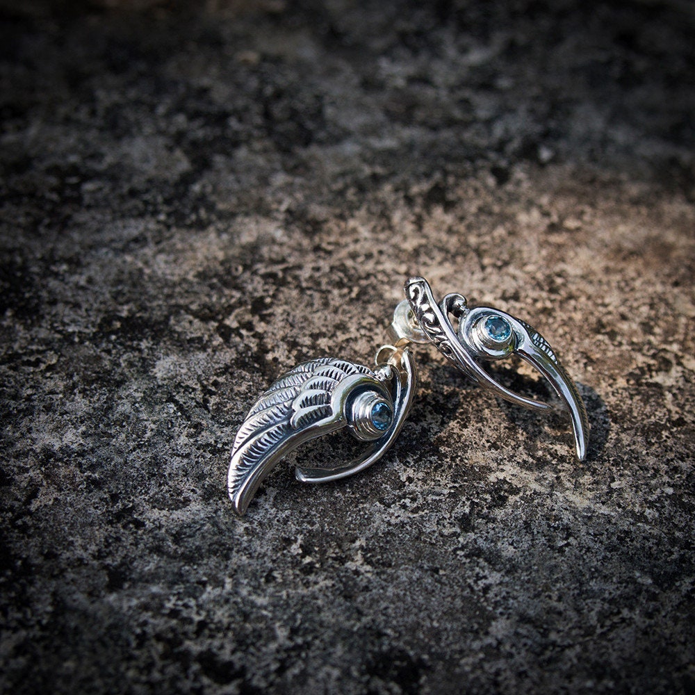 Australian Opal Silver Wing Earrings