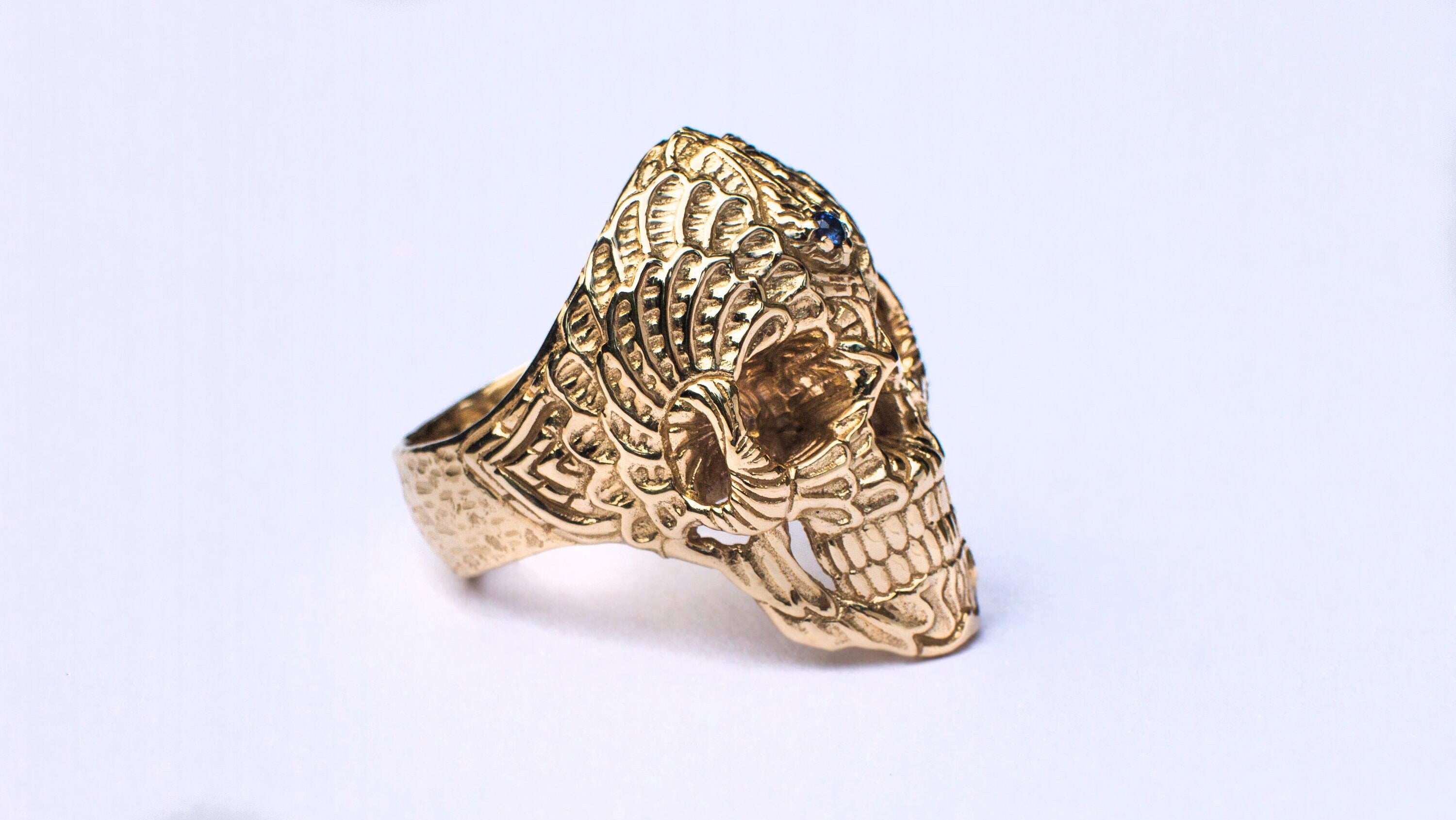 Gold Skull Ring 'Spiral Skull'