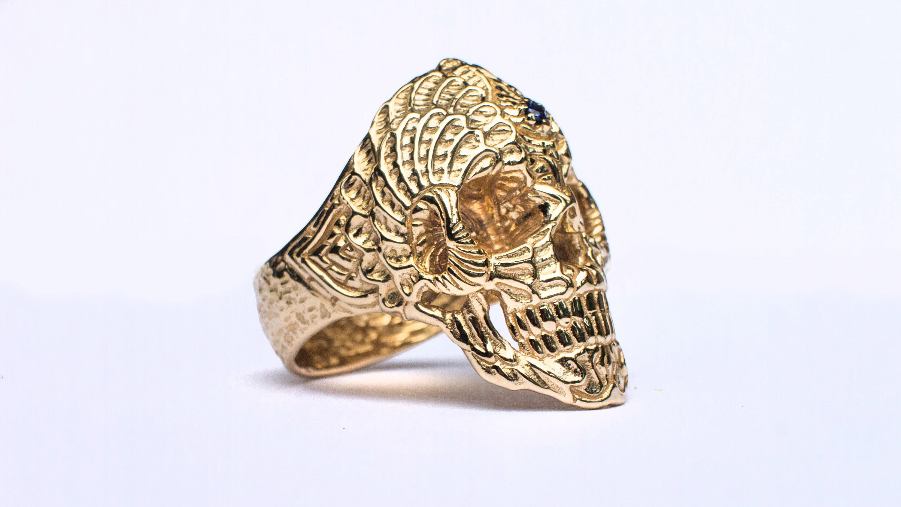 Gold Skull Ring 'Spiral Skull'