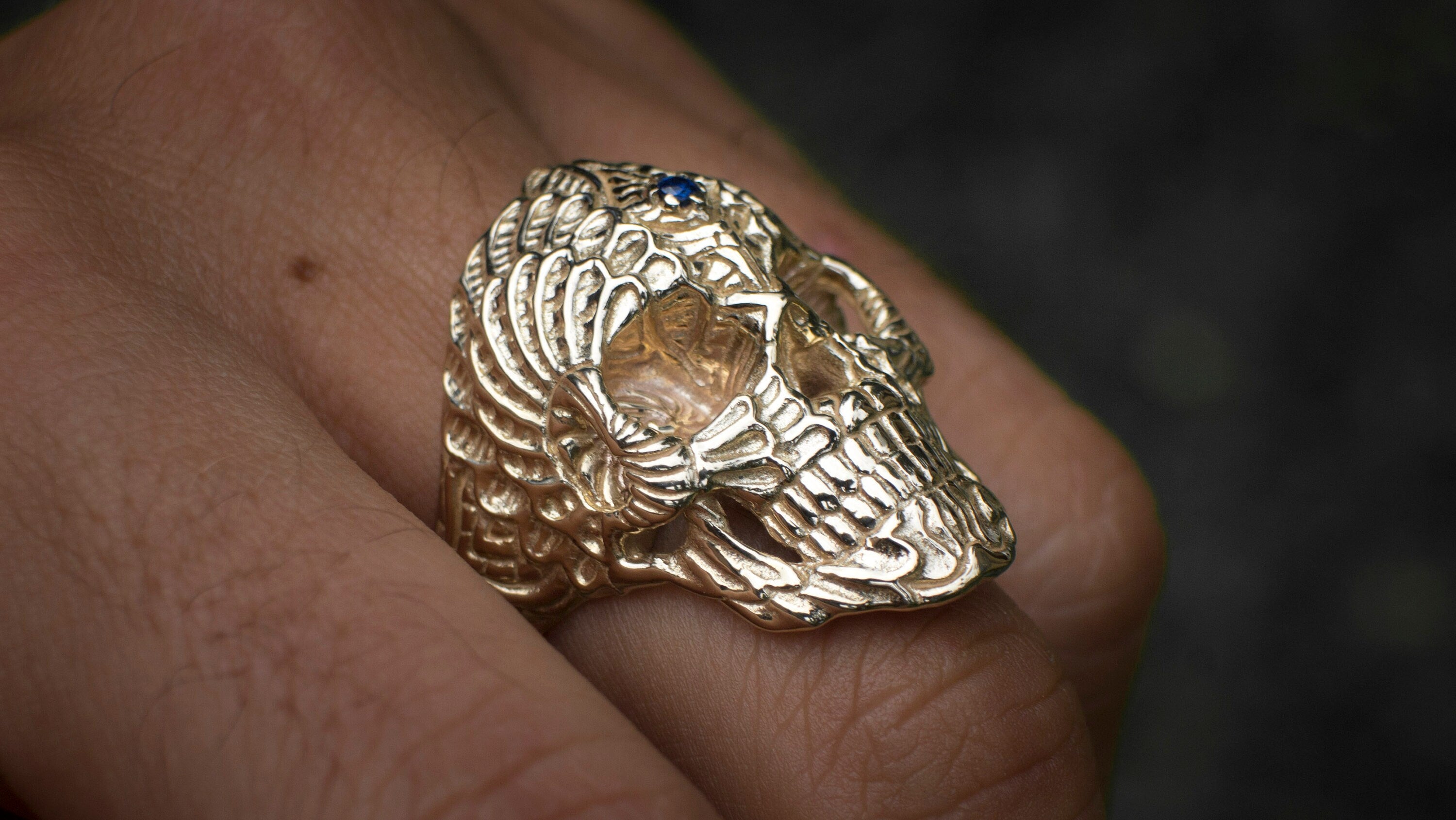 Gold Skull Ring 'Spiral Skull'