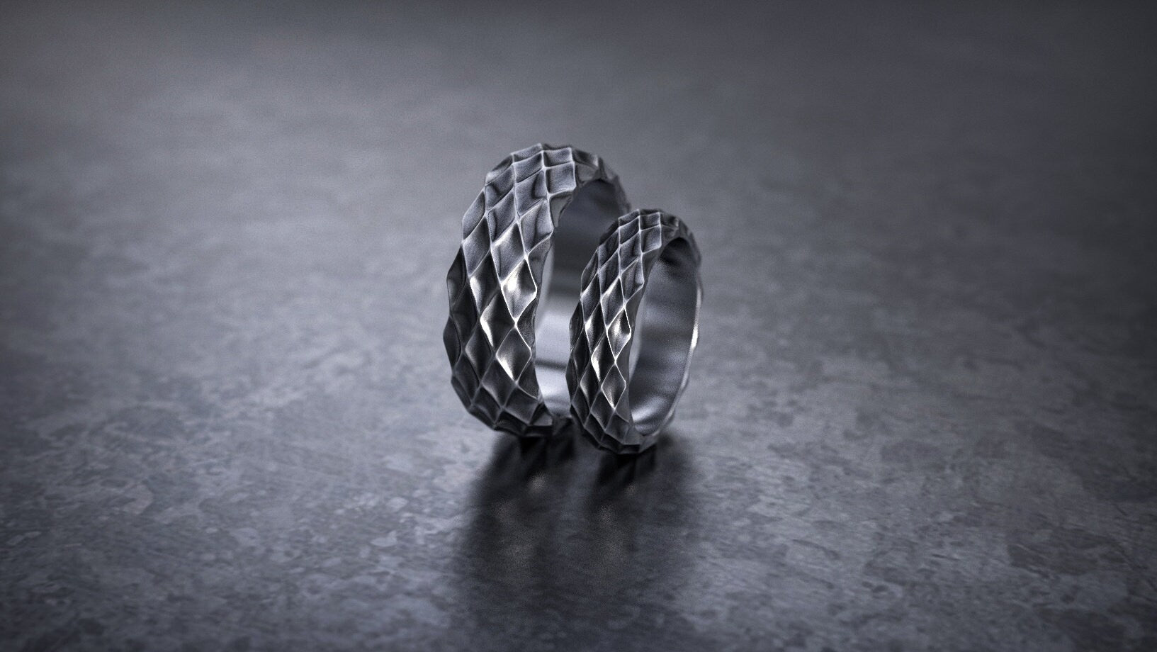 Wedding ring set Geometric wedding band