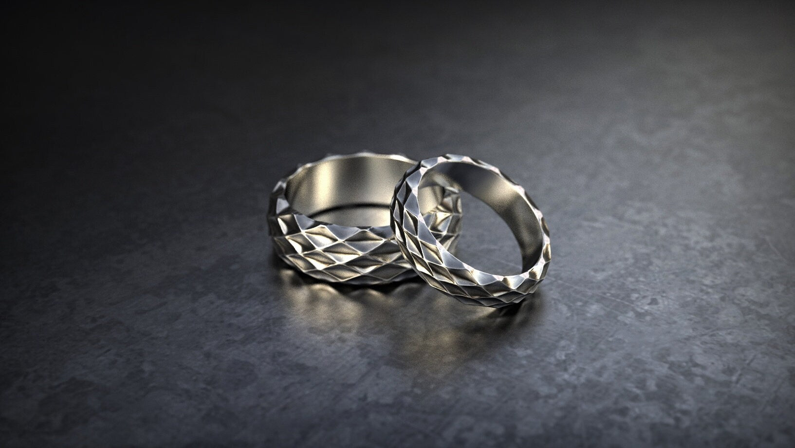 Wedding ring set Geometric wedding band