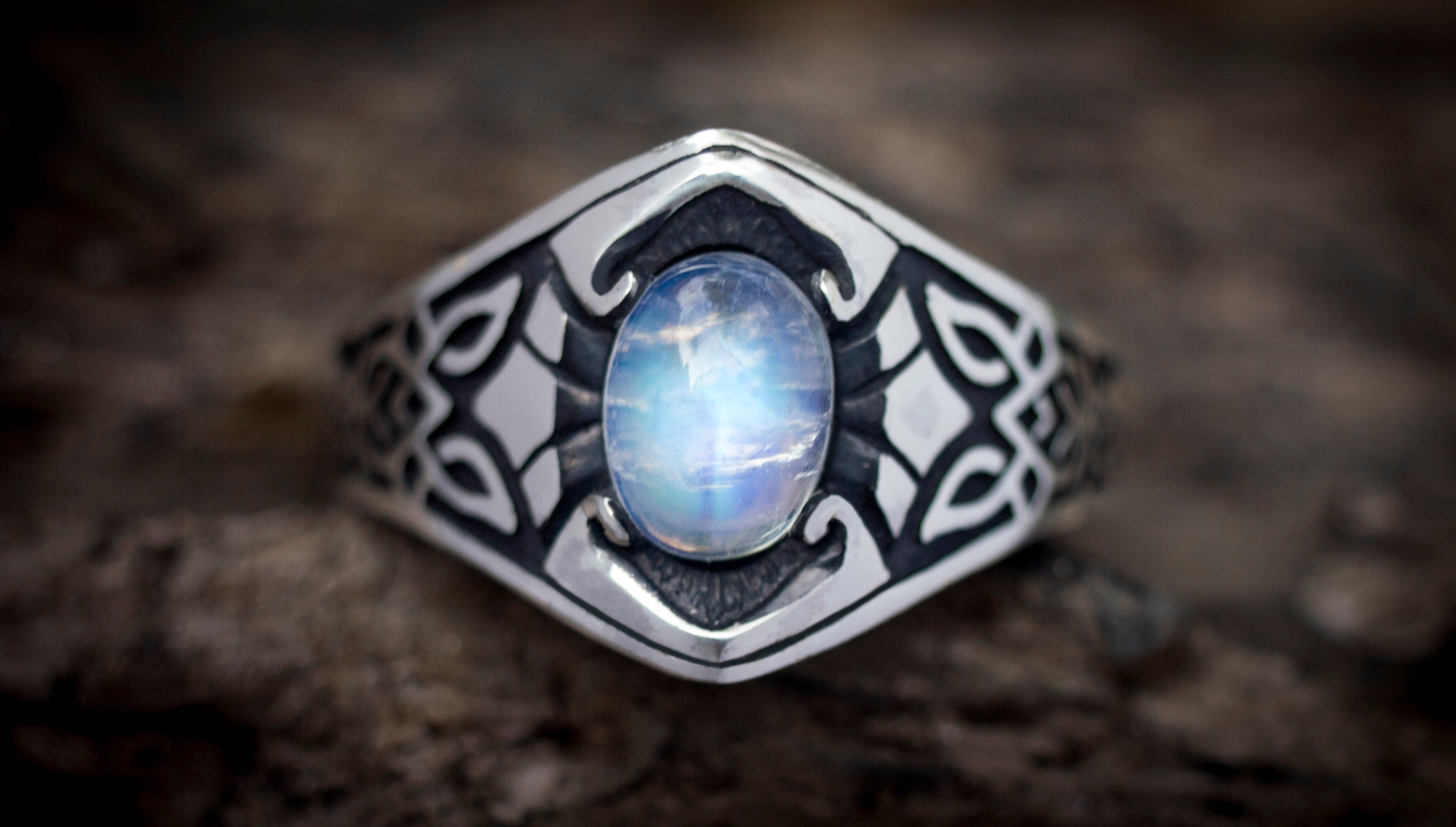 Rainbow Moonstone Engagement Ring