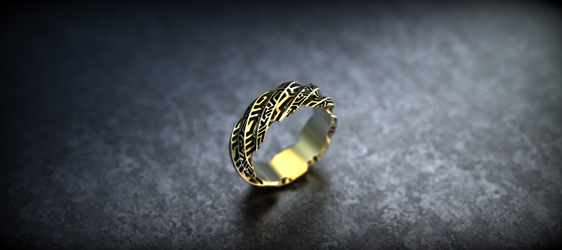 Patterned Gold Ring