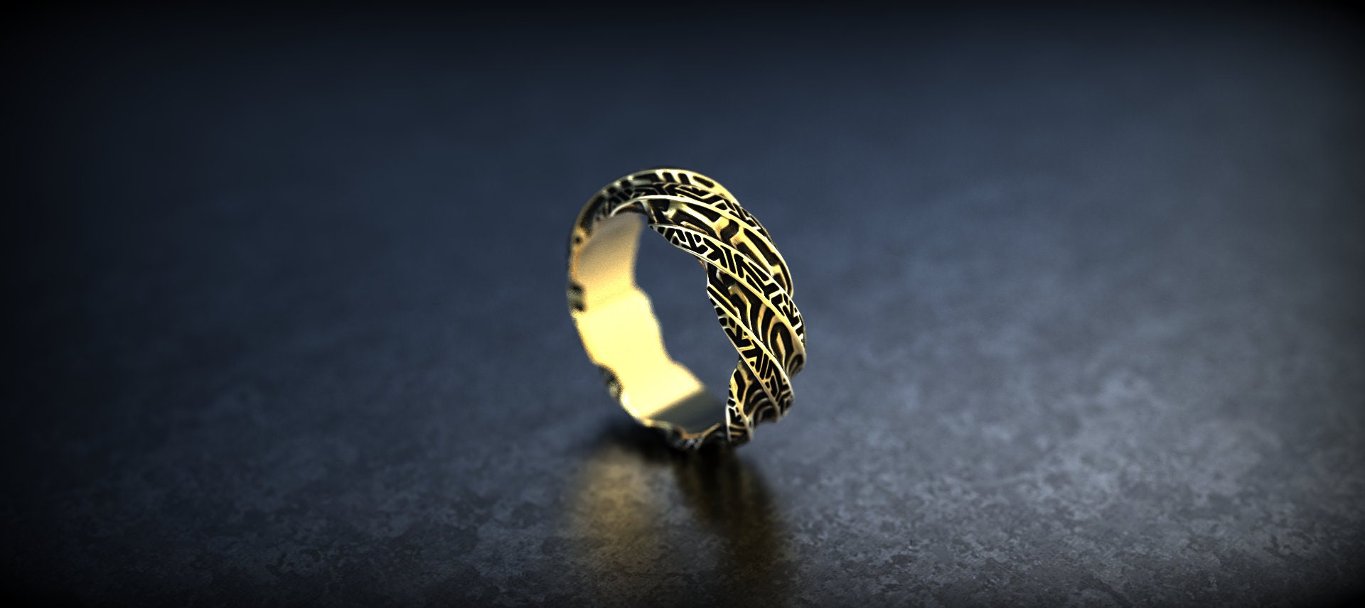 Patterned Gold Ring