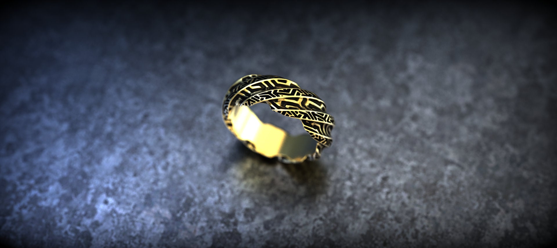 Patterned Gold Ring