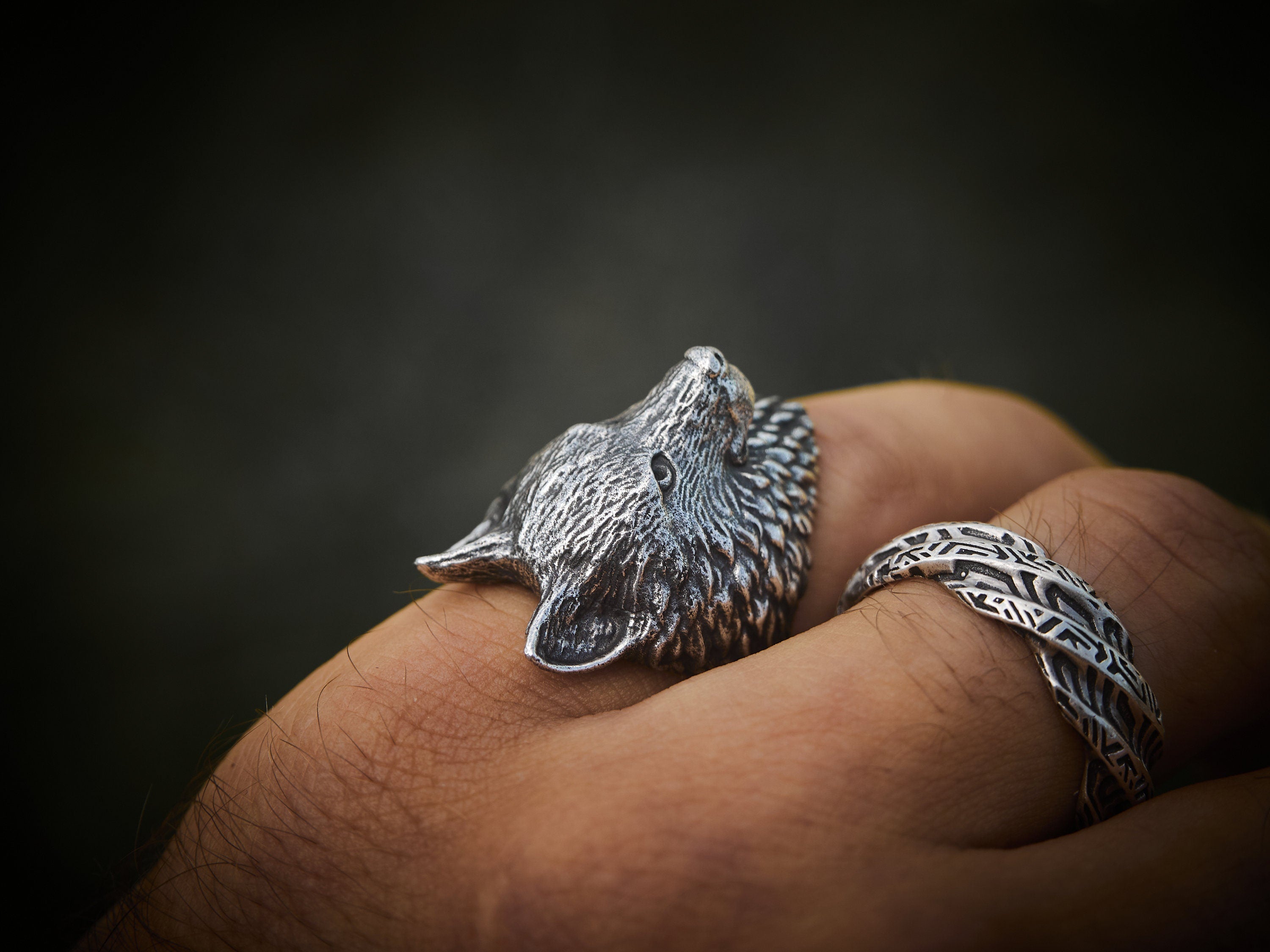 Wolf Head Men Ring