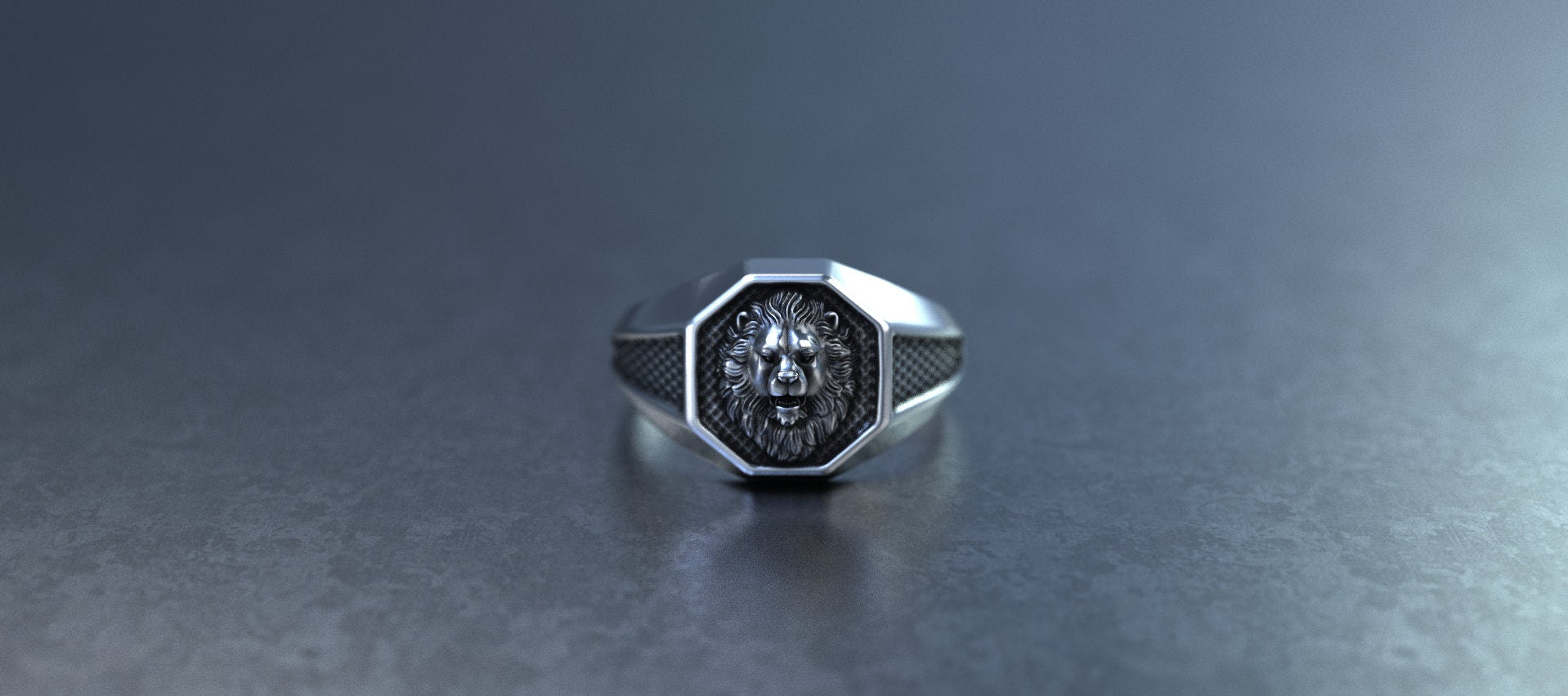 Mens Silver Lion Ring