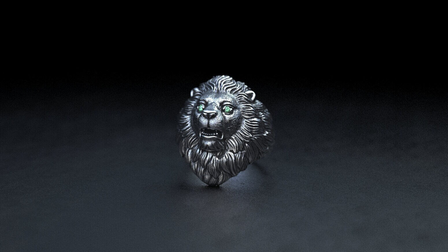 Silver Lion Head ring